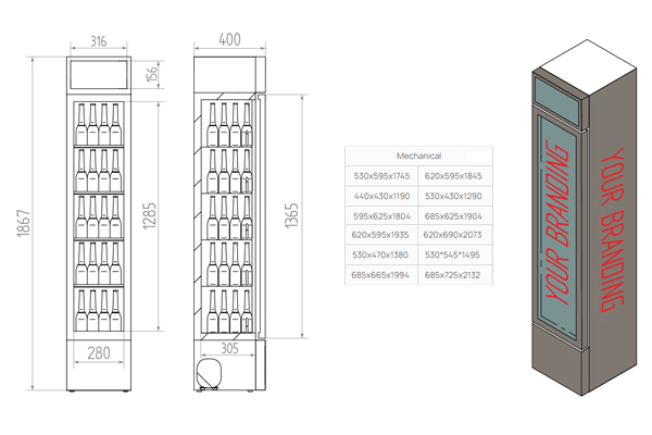 oem design of commercial refrigerator