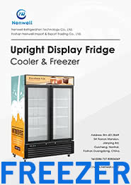 Catalogue for commercial freezers of upright freestanding type including glass door freezers