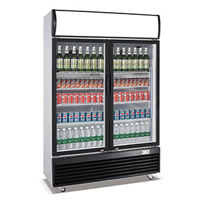 Air Cooling Industrial Refrigerator with Double Two Glass Door manufacturer China factory