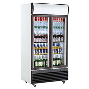 Double Door Cooler Merchandiser with Led Light Box 600L manufacturer China factory