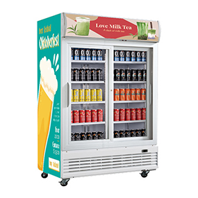  Double Sliding Door Cooler Merchandiser with Transparent Door 400L manufacturer China factory