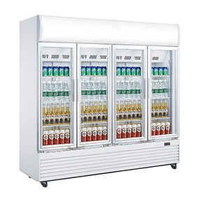 Upright Commercial Cooler Merchandiser with 4 Section Glass Door manufacturer China factory