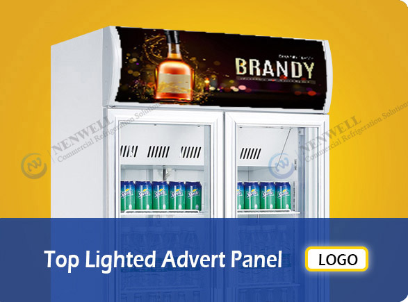 Top Lighted Advert Panel | NW-LG400F-600F-800F-1000F double glass fridge
