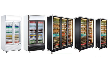 Price and brand of swing glass door coolers and display merchandisers for beverage drinks and cold food near me on sale.