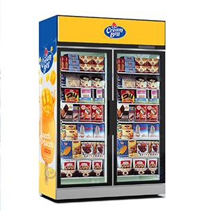 Glass Door Commercial Display Freezer with Self Closing Door 1000L manufacturer China factory