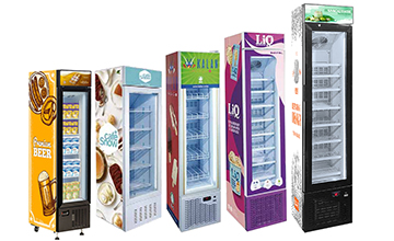 commercial display freezer merchandiser freestanding slim upright