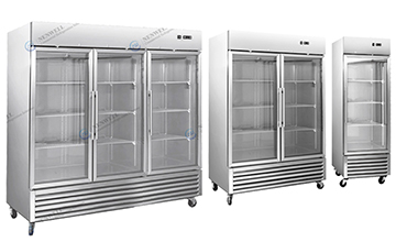 stainless steel display freezer commercial refrigerator with glass door