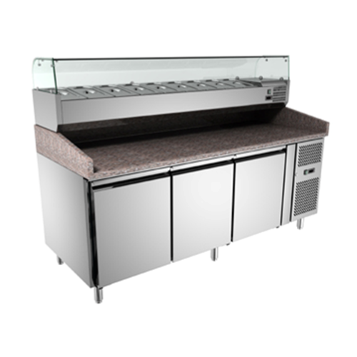 Commercial Pizza Prep Table Station Booth with Marble Worktop