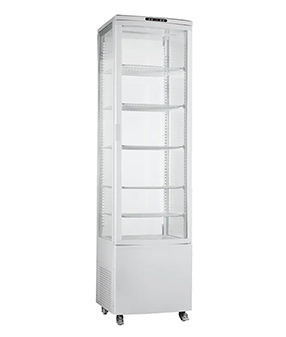 6 Foot Floor Standing Clear Glass 4 Sides Cake Display Slim Case Upright Fridge