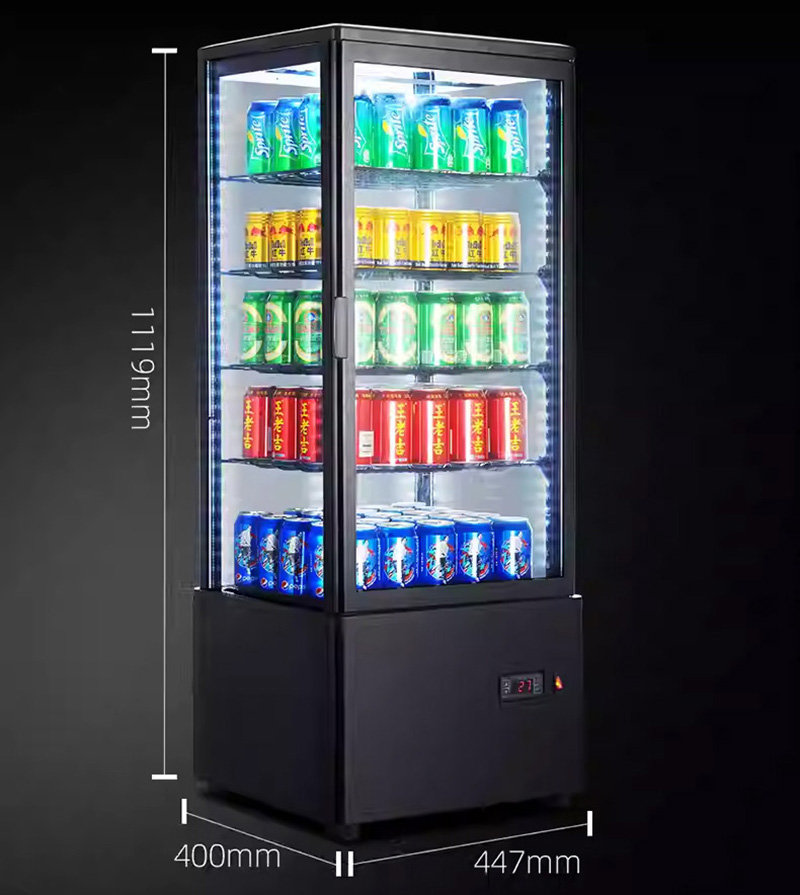 Store Use Glass Countertop 3 Tier Display Case Refrigeration