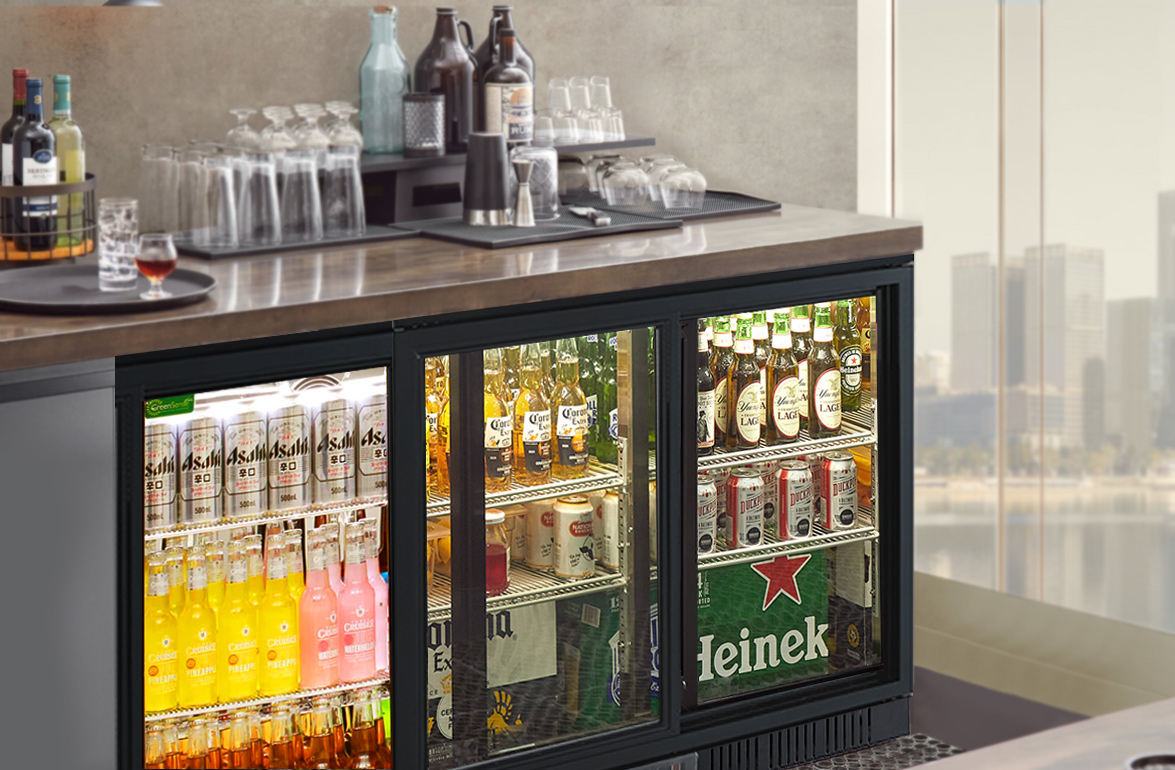 NW-LG330S Commercial Undercounter Black 3 Sliding Glass Door Coke Beverage & Cold Drink Back Bar Display Refrigerator Price For Sale | manufacturers & factories