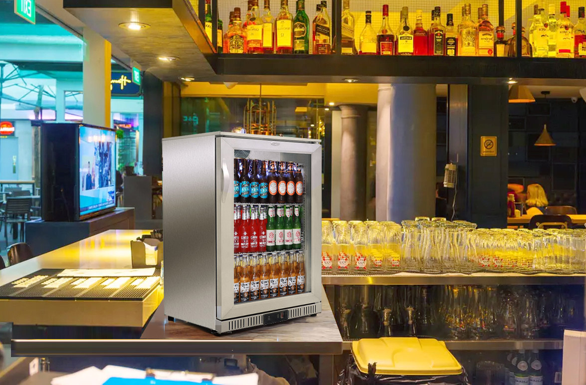 NW-LG138B Commercial Single Swing Glass Door Beer & Coke Drink Bottle Back Bar Cooler Fridge Price For Sale