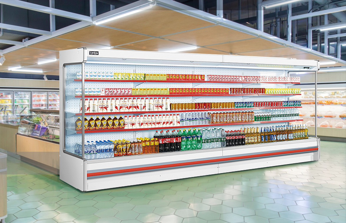 NW-HG30BF Convenience Grocery Store Remote Multideck Open Air Curtain Display Fridges For Sale