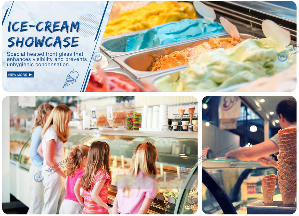 Applications | NW-QW8 Ice Cream Retail Shop Gelato Display Freezer Case And Refrigerator Price For Sale | factory and manufacturers